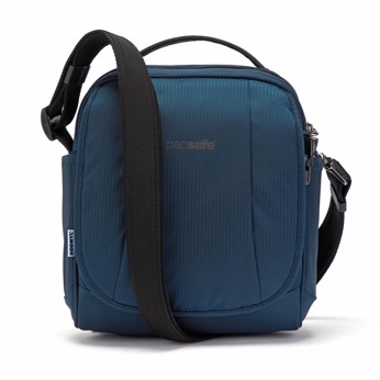 Pacsafe metrosafe ls200 anti-theft shoulder bag with econyl - navy blue