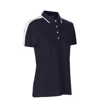 Polo shirt, contrast, women's, brand ID - Navy blue