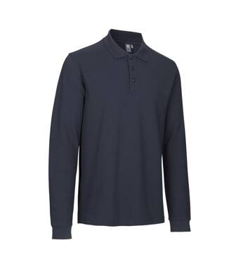 Polo shirt with long sleeves, stretch, brand ID - Navy Blue