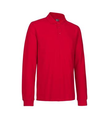 Polo shirt with long sleeves, stretch, brand ID - Red