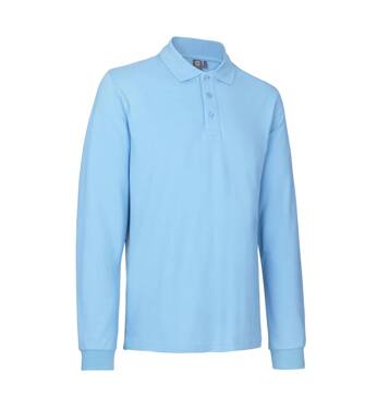 Polo shirt with long sleeves, stretch, from the brand ID - Light blue