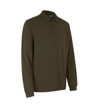 Polo shirt with long sleeves, stretch, from the brand ID - Olive