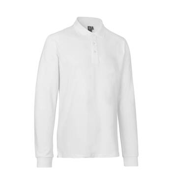 Polo shirt with long sleeves, stretch, from the brand ID - White