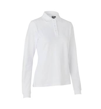 Polo shirt with long sleeves, stretch, women's, ID brand - White