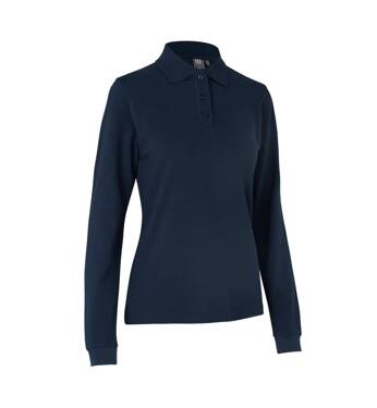 Polo shirt with long sleeves, stretch, women's, brand ID - Navy blue