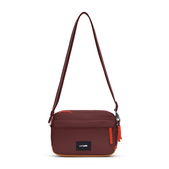 Small urban anti-theft bag Pacsafe Go - burgundy.