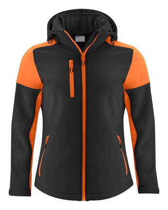 Softshell with detachable hood Prime Softshell Lady by Printer - Black - orange.