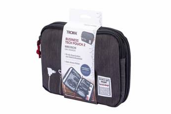 TROIKA business tech pouch 2 cable organizer - graphite.