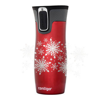 Thermal Mug Contigo West Loop 2.0 470 ml - Red - Snow Stars