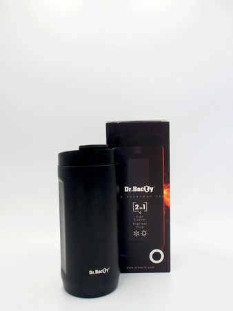 Thermal coffee mug 2-in-1 Dr.Bacty Notus 360 ml - Away - black.