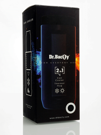 Thermal coffee mug 2-in-1 Dr.Bacty Notus 360 ml - Away - black.