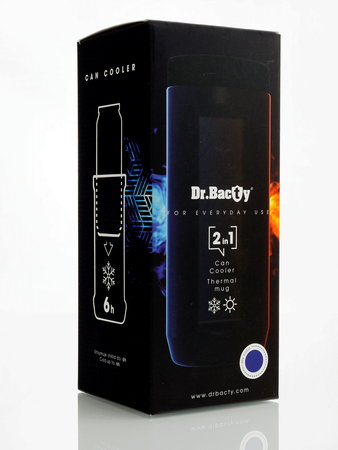 Thermal coffee mug 2in1 Dr.Bacty Notus 360 ml - Damn - navy blue.