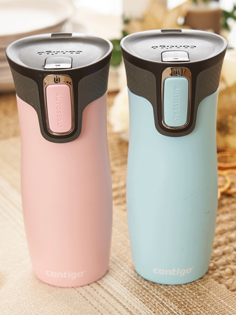 Thermal mug Contigo West Loop 2.0 with custom inscription-engraved - Millenial pink