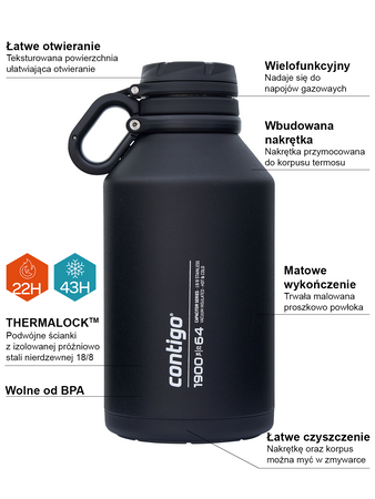 Travel Thermos Contigo Grand 1900ml - Black