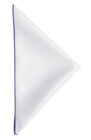 White pocket square with a colorful border, brand FROST, white/violet.