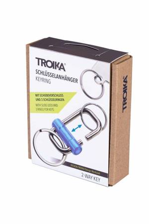 keychain with 3 TROIKA 2-way key rings - blue.