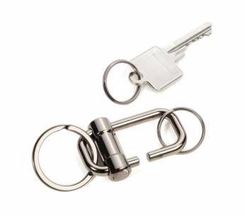 keychain with 3 TROIKA 2-way key rings - gray.