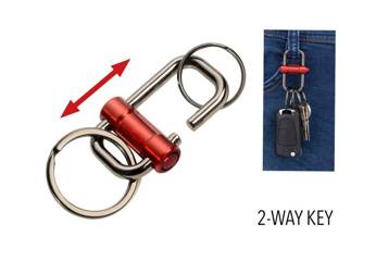 keychain with 3 TROIKA 2-way key rings - red