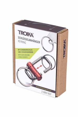 keychain with 3 TROIKA 2-way key rings - red