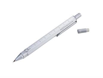 multifunctional mechanical pencil TROIKA construction drop action - silver.