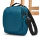 Anti-theft Pacsafe LS200 turquoise shoulder bag.