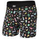 Men's breathable SAXX DAYTRIPPER Boxer Brief Fly with a funny collage - black.