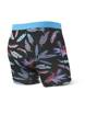 Men's comfortable SAXX ULTRA Boxer Brief Fly with tropical bird leaf print - black.