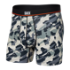 Men's elastic SAXX NON-STOP STRETCH Boxer Brief with a poppy camouflage fly - gray.