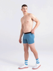 Men's elastic SAXX NON-STOP STRETCH Boxer Brief with fly - blue.