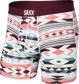 Men's quick-drying SAXX VIBE Boxer Brief - geometric pattern - burgundy.