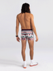 Men's quick-drying SAXX VIBE Boxer Brief - geometric pattern - burgundy.