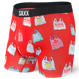 Men's quick-drying SAXX VIBE Boxer Briefs - red, in foil packaging.