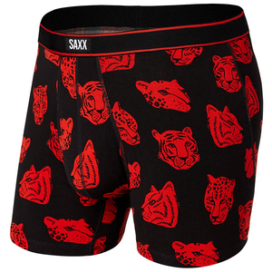 Boxershorts für Herren mit atmungsaktivem SAXX DAYTRIPPER Boxer Brief Fly mit Tiger- und Panthermuster - schwarz.