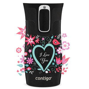 Contigo West Loop Mini Thermobecher 300ml - I love You - Schwarz Metallic