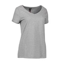 Core V -Neck T -Shirt Damen Grey Melange Brand ID - Grau