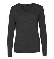 Damenpullover V-New Charcoal Melange