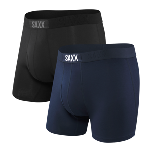 Herren-Boxershorts SAXX Ultra Boxer Brief Fly, 2er-Pack - schwarz/dunkelblau