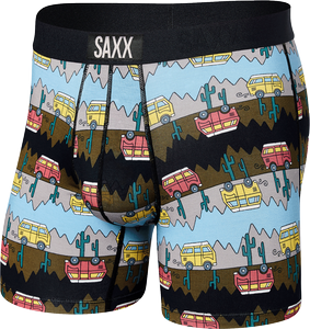 Herren-Schnelltrocknungs-Boxershorts SAXX VIBE Boxer Brief - Camper - mehrfarbig.