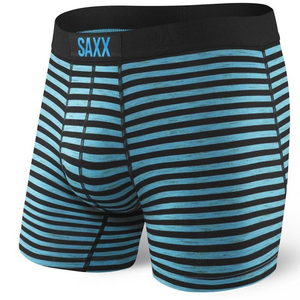 Herren-Schnelltrocknungs-Boxershorts SAXX VIBE Boxer Brief Modern Fit in Schwarz-Blau.