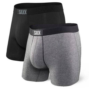 Herren-Schnelltrocknungs-Boxershorts SAXX VIBE Boxer Brief Set 2 Stück - schwarz und grau