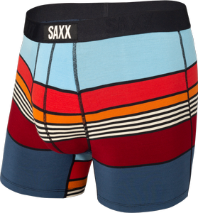 Herren-Schnelltrocknungs-Boxershorts SAXX VIBE Boxer Brief Streifen - mehrfarbig