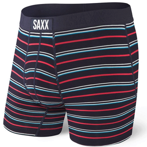 Herren-Schnelltrocknungs-Boxershorts SAXX VIBE Boxer Brief Streifen - schwarz