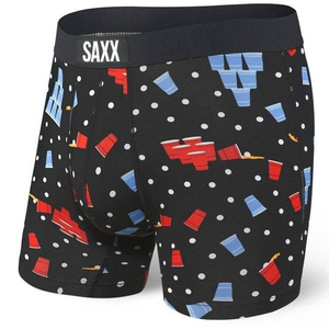 Herren-Schnelltrocknungs-Boxershorts SAXX VIBE Boxer Brief in Bier-Spiel - Schwarz.