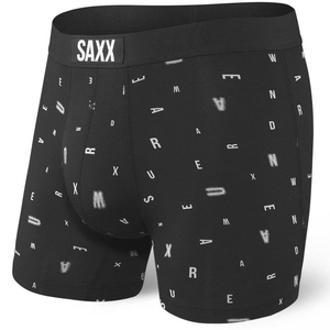 Herren-Schnelltrocknungsboxershorts SAXX VIBE Boxer Brief Buchstaben - schwarz