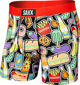 Herren-Schnelltrocknungsboxershorts SAXX VIBE Boxer Brief Fast Food - rot