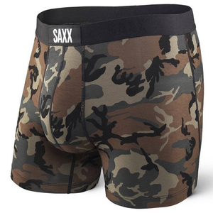 Herren-Schnelltrocknungsboxershorts SAXX VIBE Boxer Brief Modern Fit Camouflage - Braun.