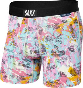 Herren-Schnelltrocknungsboxershorts SAXX VIBE Boxer Brief - Nationalparks - Rosa