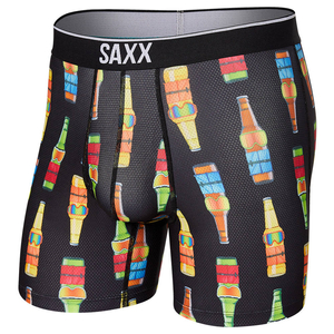 Herren-Sportboxershorts SAXX VOLT Boxer Brief mit Bier und Brille - Schwarz