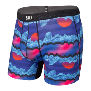 Herrenkühlboxershorts / Sportunterwäsche mit Reißverschluss SAXX HOT SHOT Boxer Brief Fly Eisberge - blau