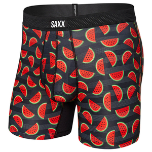 Herrenkühlboxershorts / Sportunterwäsche mit Reißverschluss SAXX HOT SHOT Boxer Brief Fly Wassermelone - schwarz